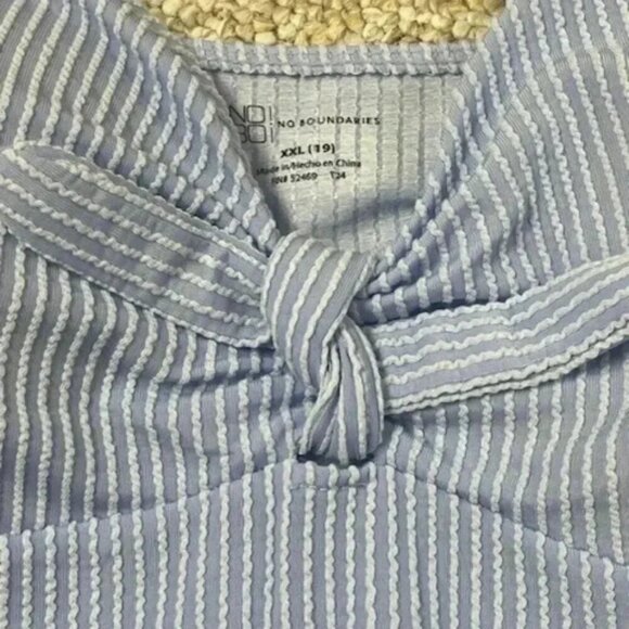 No Boundaries Junior Miss Light Blue Peasant Babydoll Ribbed Dress Size 2XL (19) - Picture 8 of 10